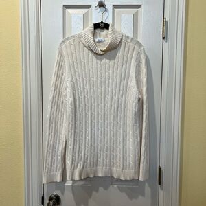Liz & Co Ivory Nautical Rope Cable Knit Sweater Women 2X Cottagecore Luxury Cozy